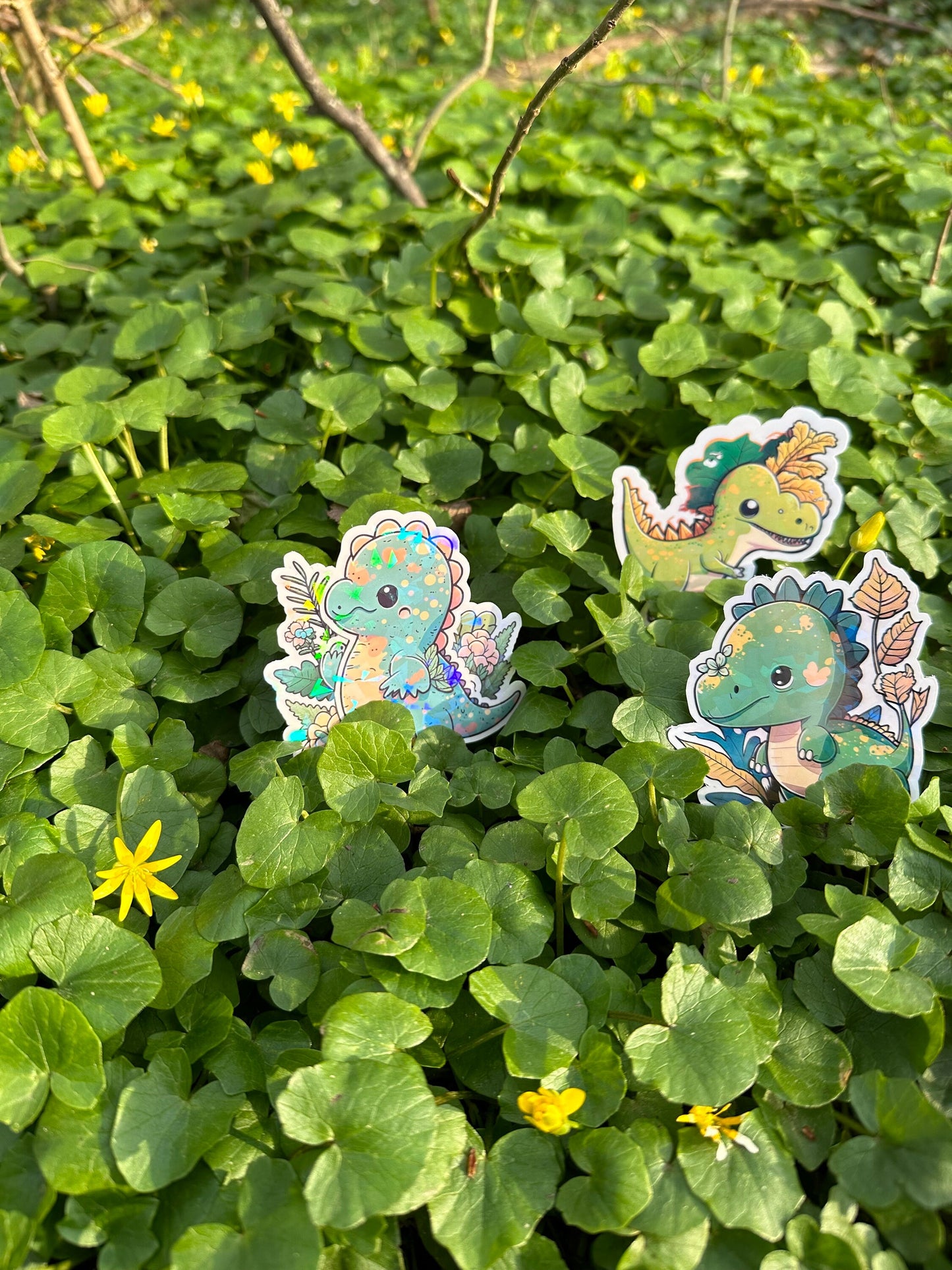 Niedliche Dinosaurier Kumpel Sticker | Dino-Kollektion | StickerHelden| Vinyl | Holo Sticker| Wasserdicht