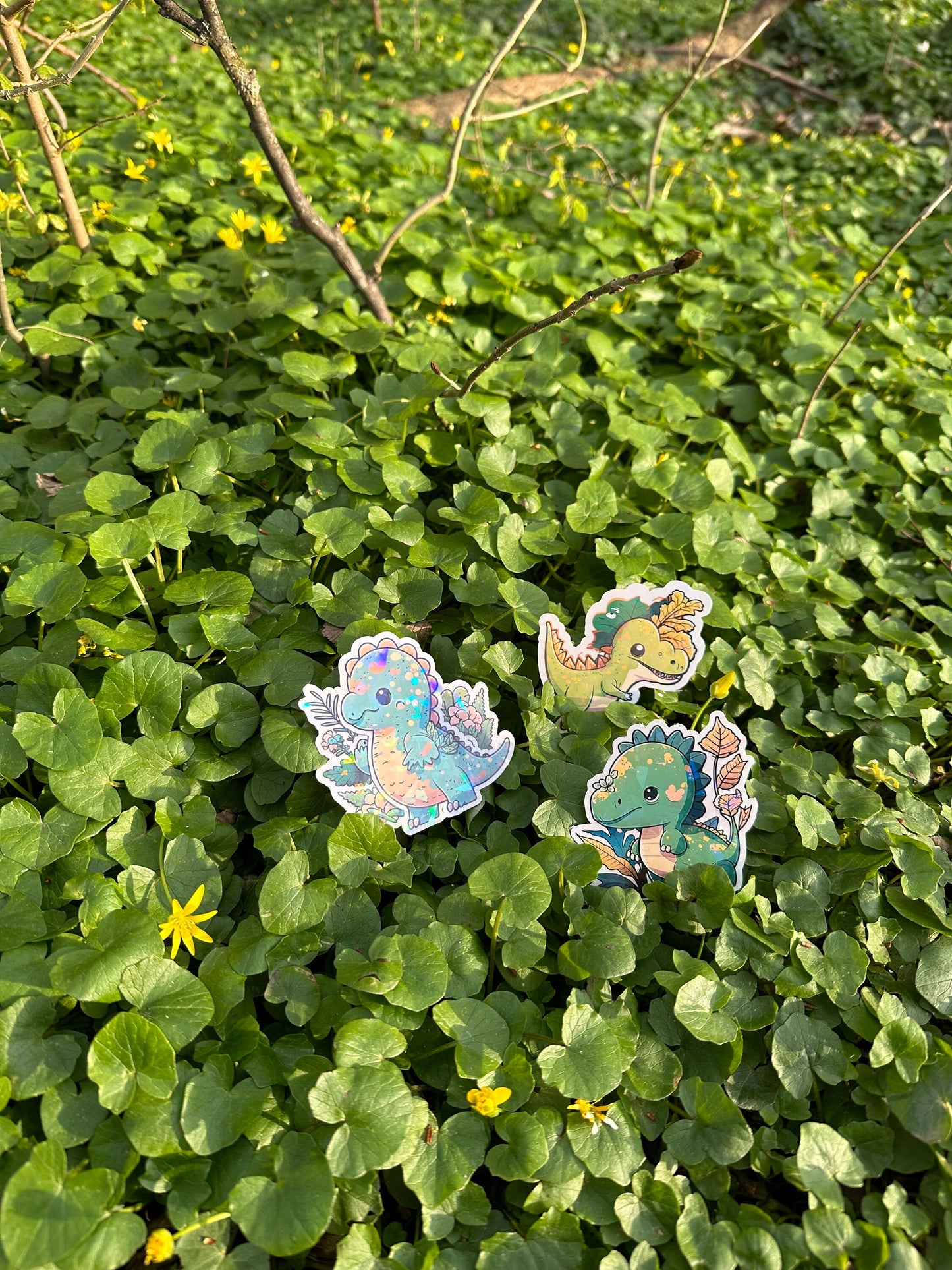 Niedliche Dinosaurier Kumpel Sticker | Dino-Kollektion | StickerHelden| Vinyl | Holo Sticker| Wasserdicht