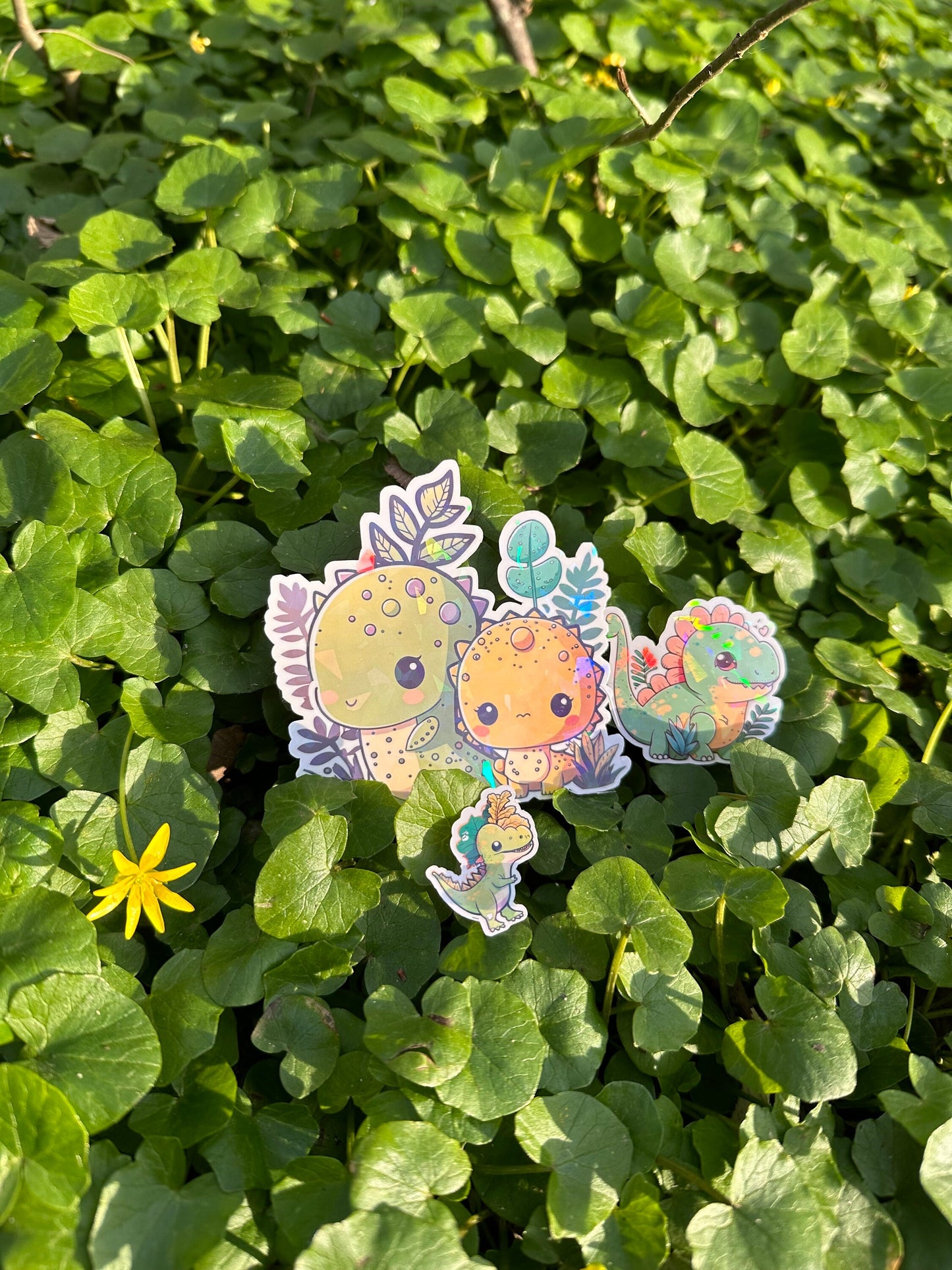 Niedliche Dinosaurier Kumpel Sticker | Dino-Kollektion | StickerHelden| Vinyl | Holo Sticker| Wasserdicht