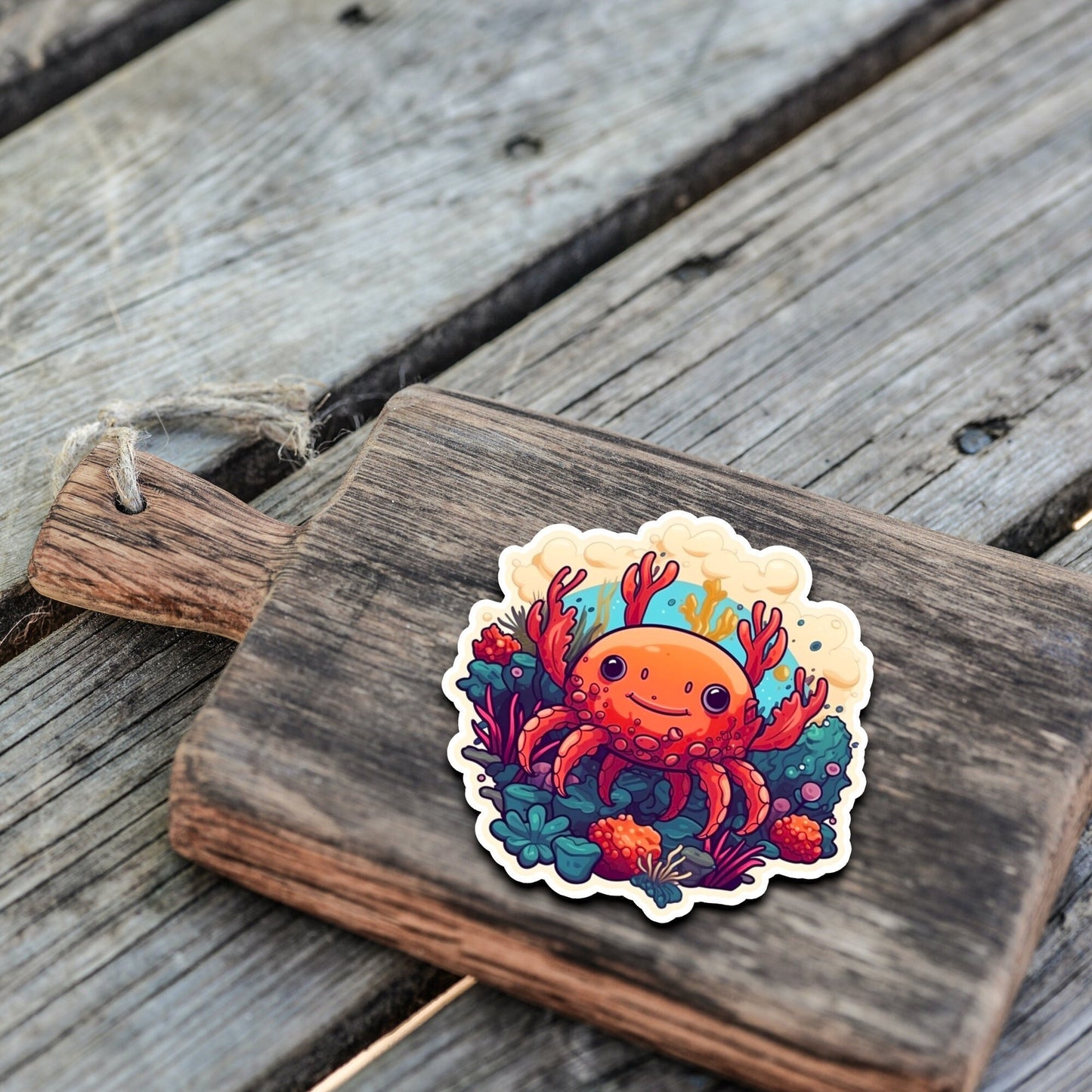 Niedliche Meeresbewohner Sticker | Sealife-Kollektion | Krabbe | StickerHelden | Vinyl | Holo Sticker | Wasserdicht | Krebs