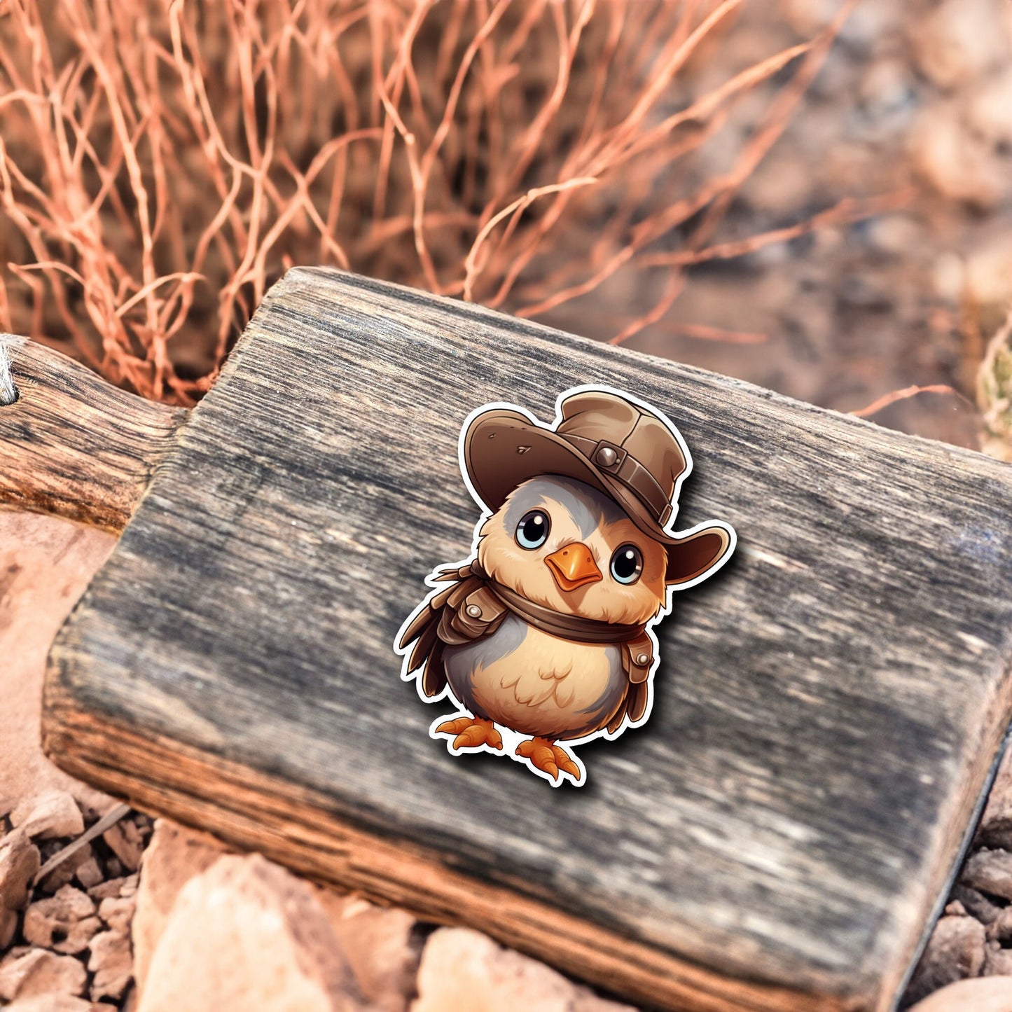 Niedlicher Piepmatz Cowboy Style Sticker | Western-Kollektion | Special Edition | StickerHelden | Holo Sticker | Wasserdicht |