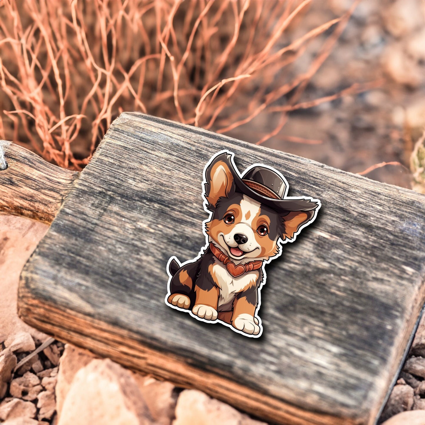 Niedlicher Hund Cowboy Style Sticker | Western-Kollektion | Special Edition | StickerHelden | Holo Sticker | Wasserdicht | Hunde Sticker