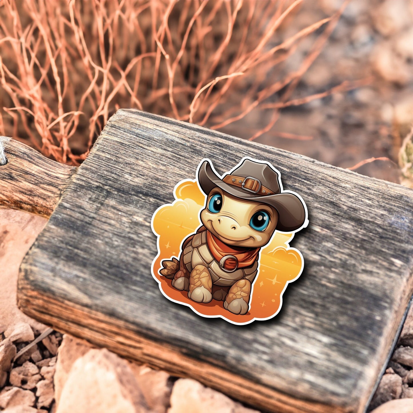 Niedliche Schildkröte Cowboy Style Sticker | Western-Kollektion | Special Edition | StickerHelden | Holo Sticker | Wasserdicht |