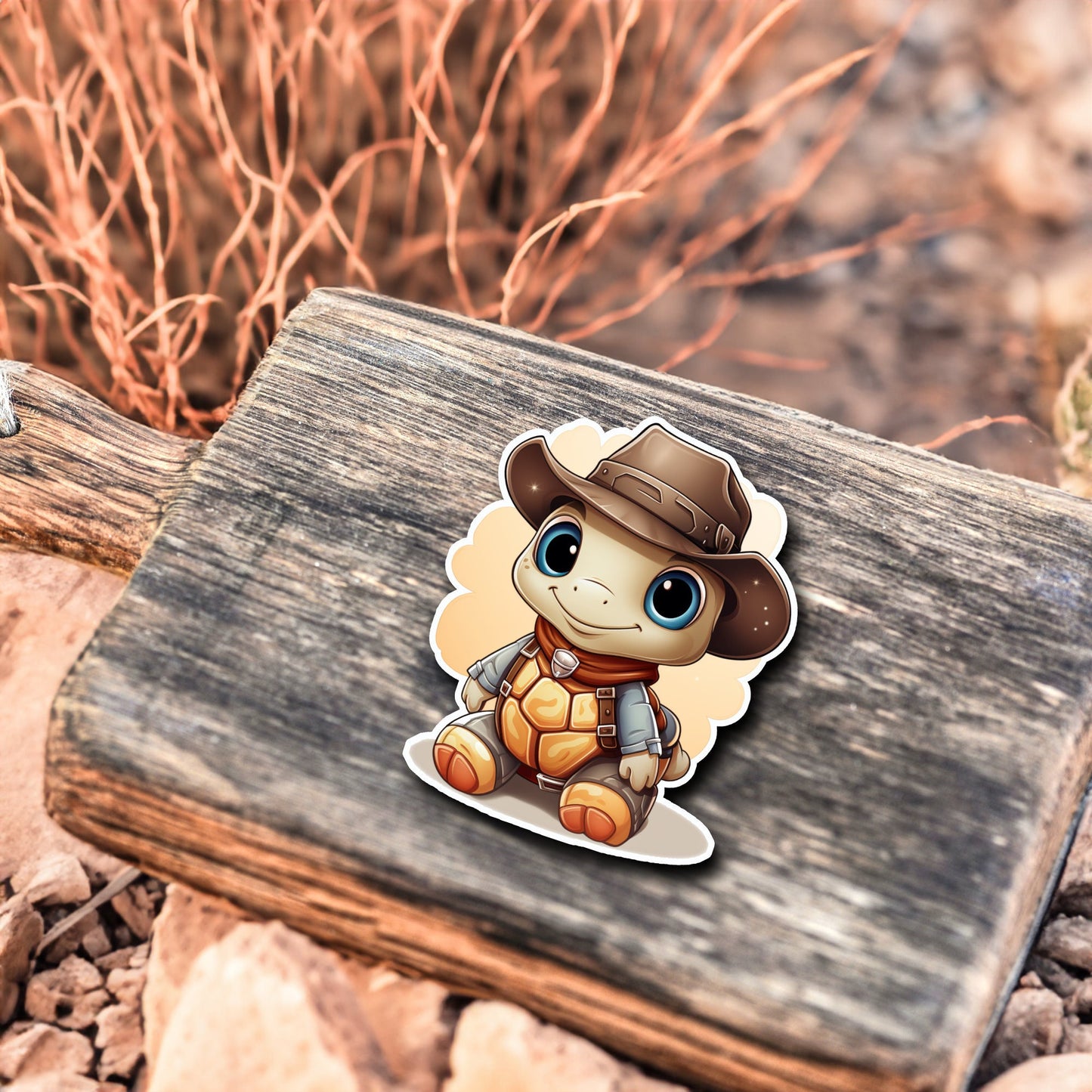 Niedliche Schildkröte Cowboy Style Sticker | Western-Kollektion | Special Edition | StickerHelden | Holo Sticker | Wasserdicht |