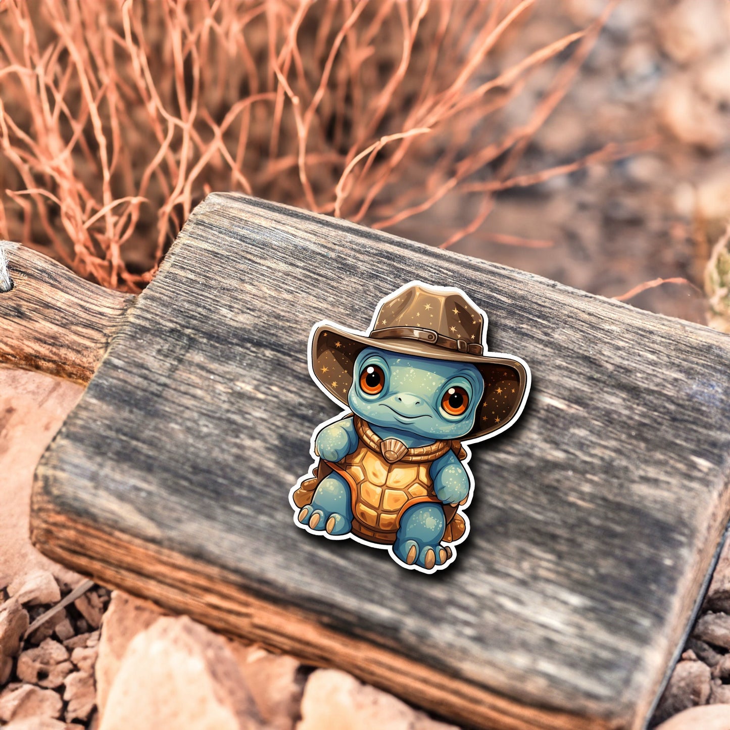 Niedliche Schildkröte Cowboy Style Sticker | Western-Kollektion | Special Edition | StickerHelden | Holo Sticker | Wasserdicht |