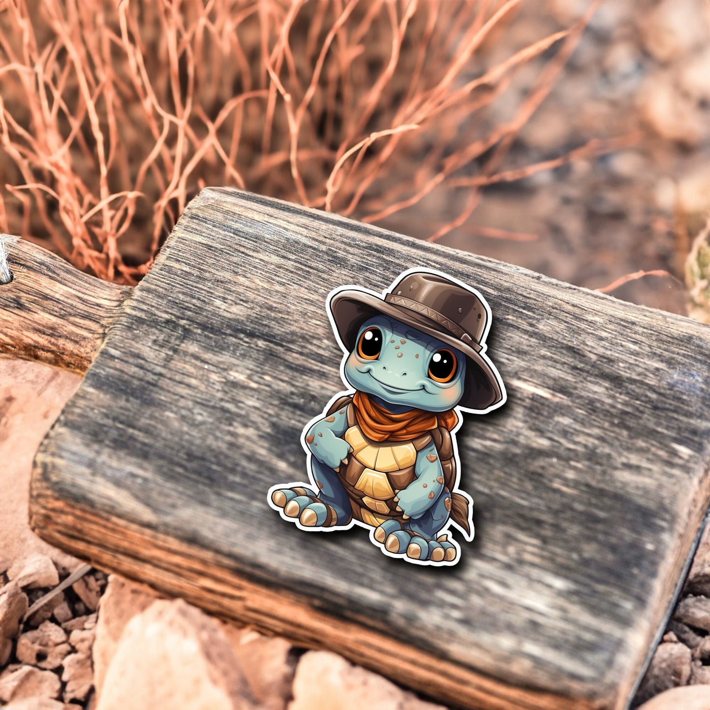Niedliche Schildkröte Cowboy Style Sticker | Western-Kollektion | Special Edition | StickerHelden | Holo Sticker | Wasserdicht |