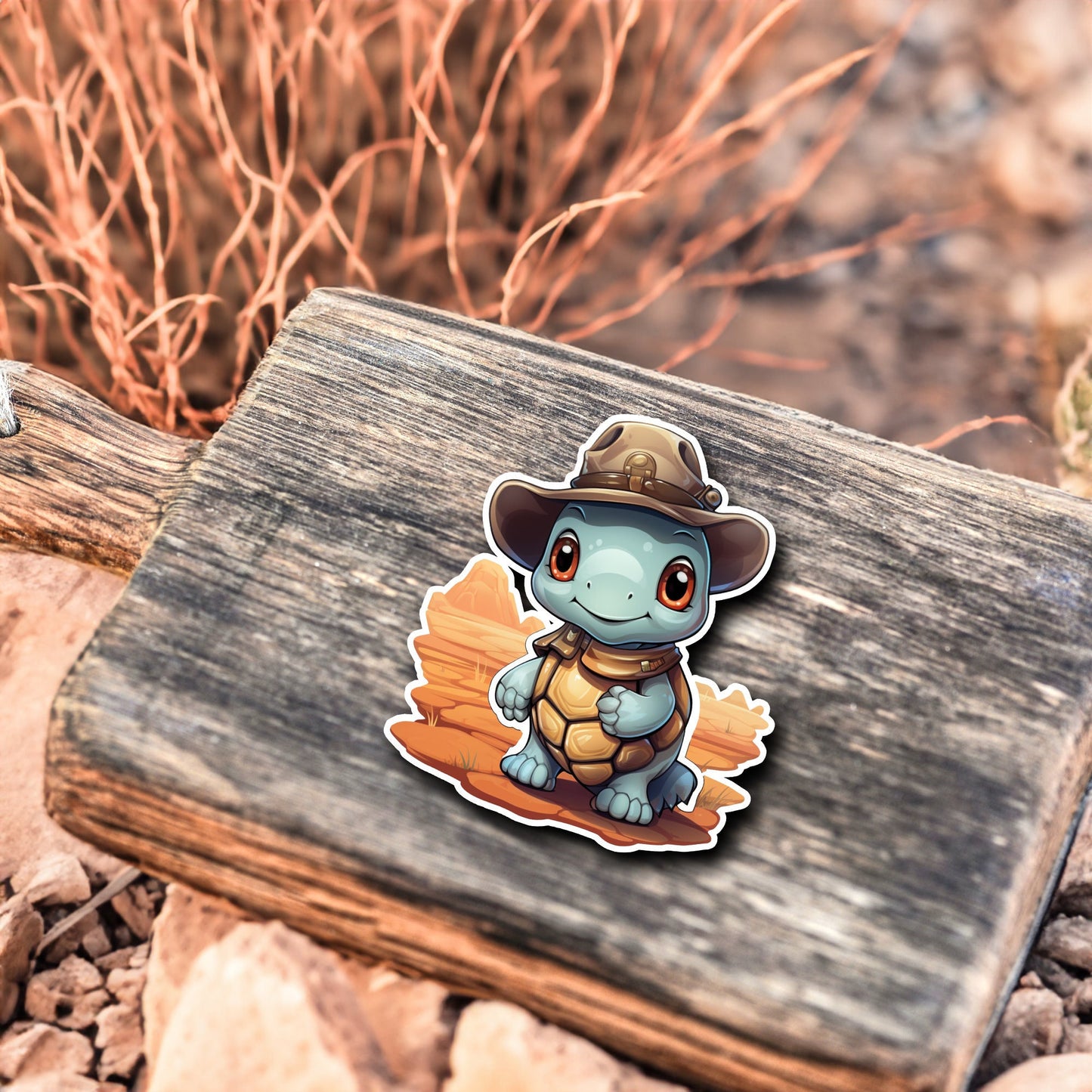 Niedliche Schildkröte Cowboy Style Sticker | Western-Kollektion | Special Edition | StickerHelden | Holo Sticker | Wasserdicht |