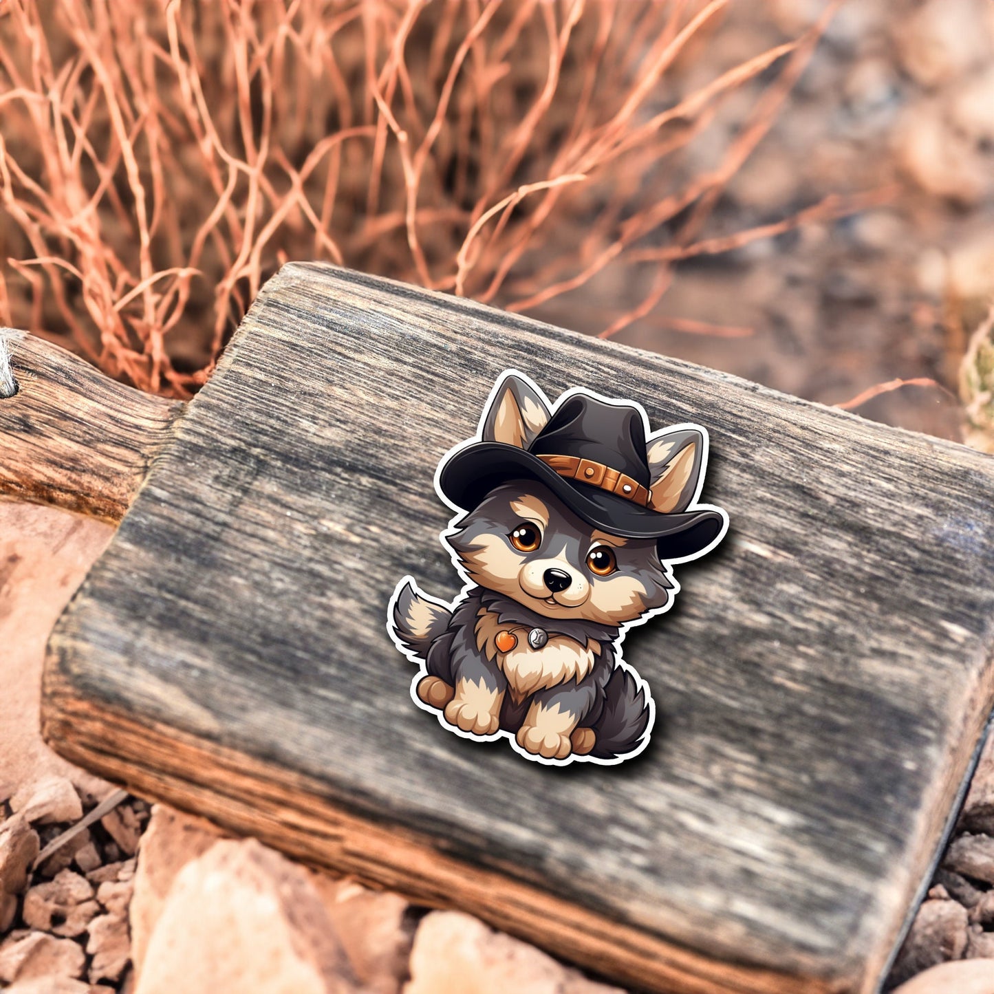 Niedlicher Hund Cowboy Style Sticker | Western-Kollektion | Special Edition | StickerHelden | Holo Sticker | Wasserdicht | Hunde Sticker