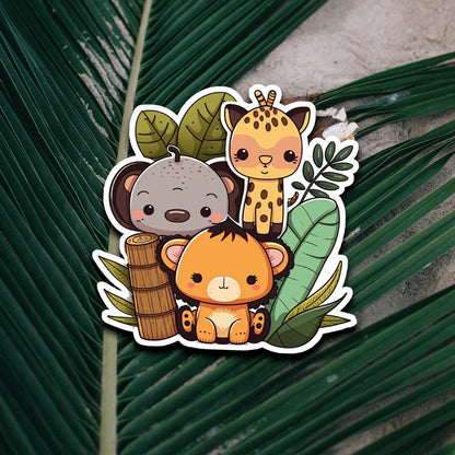 Niedliche Safari-Bande Sticker | Safari-Kollektion | StickerHelden| Vinyl | Holo Sticker| Wasserdicht
