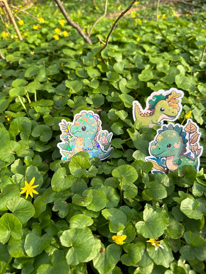 Niedliche Dinosaurier Kumpel Sticker | Dino-Kollektion | StickerHelden| Vinyl | Holo Sticker| Wasserdicht