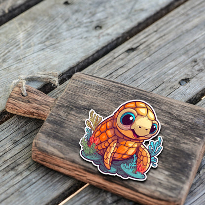 Niedliche Meeresbewohner Sticker | Sealife-Kollektion | Schildkröte | StickerHelden | Vinyl | Holo Sticker | Wasserdicht