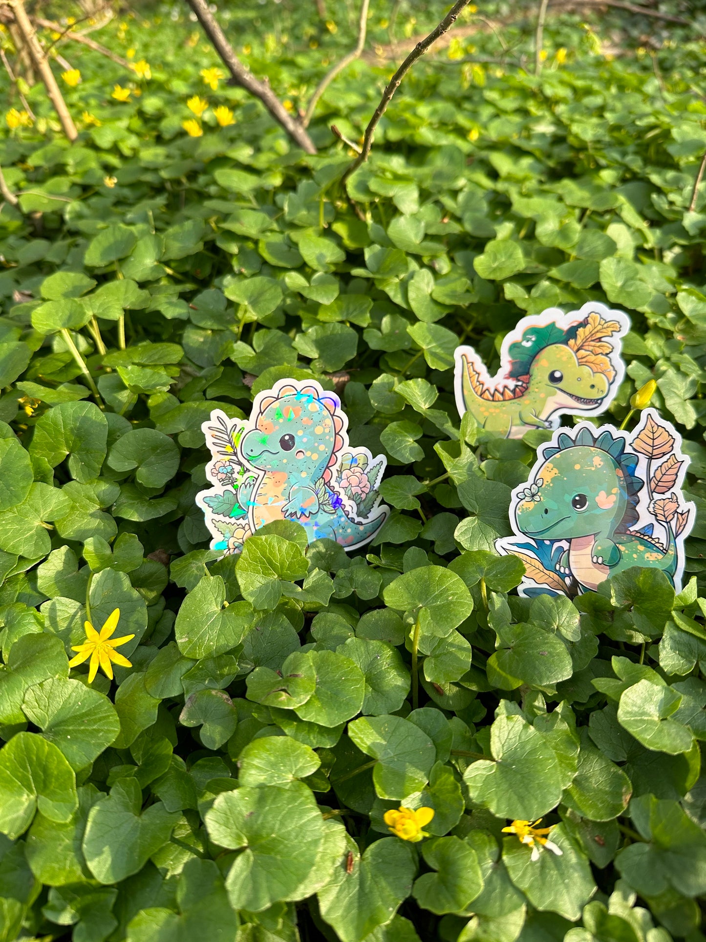 Niedliche Dinosaurier Kumpel Sticker | Dino-Kollektion | StickerHelden| Vinyl | Holo Sticker| Wasserdicht