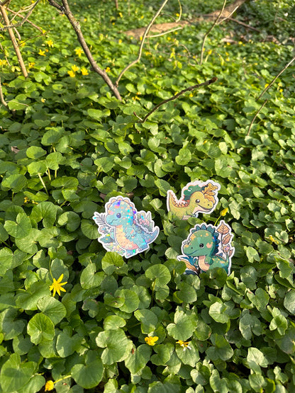 Niedliche Dinosaurier Kumpel Sticker | Dino-Kollektion | StickerHelden| Vinyl | Holo Sticker| Wasserdicht