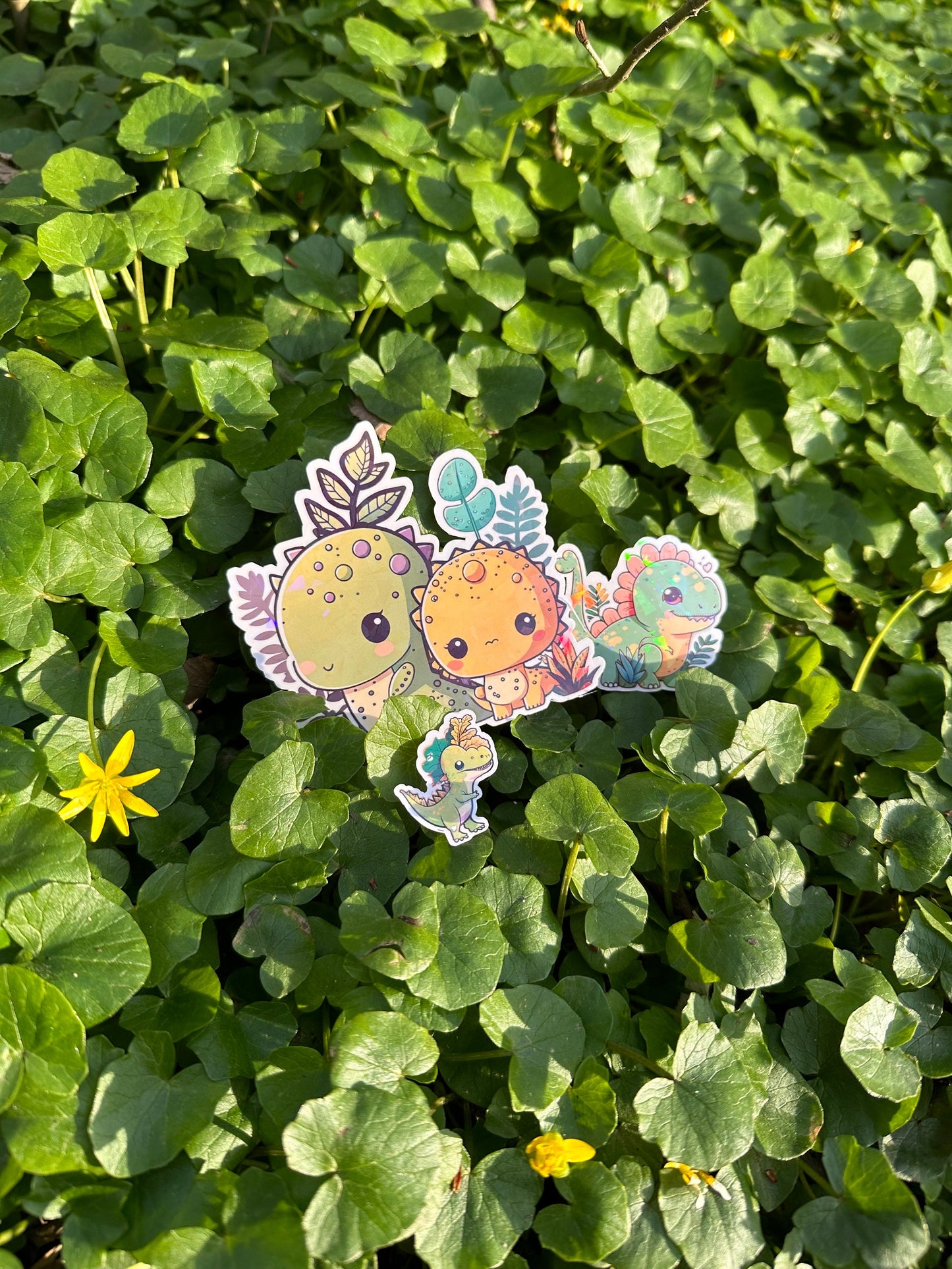 Niedliche Dinosaurier Kumpel Sticker | Dino-Kollektion | StickerHelden| Vinyl | Holo Sticker| Wasserdicht