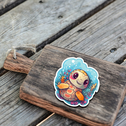 Niedliche Meeresbewohner Sticker | Sealife-Kollektion | Schildkröte | StickerHelden | Vinyl | Holo Sticker | Wasserdicht
