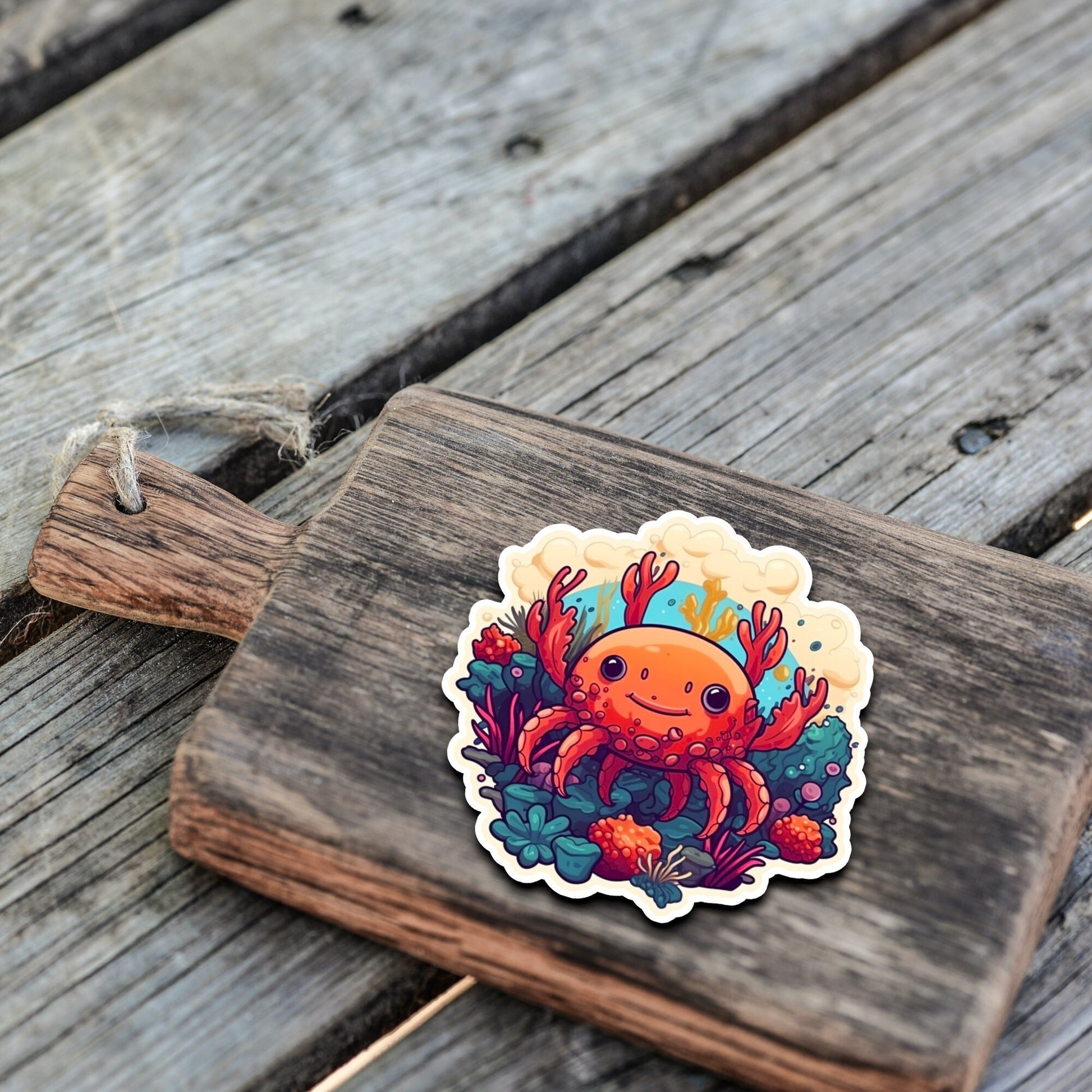 Niedliche Meeresbewohner Sticker | Sealife-Kollektion | Krabbe | StickerHelden | Vinyl | Holo Sticker | Wasserdicht | Krebs