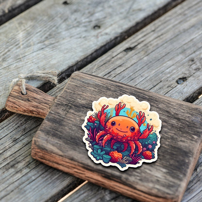 Niedliche Meeresbewohner Sticker | Sealife-Kollektion | Krabbe | StickerHelden | Vinyl | Holo Sticker | Wasserdicht | Krebs