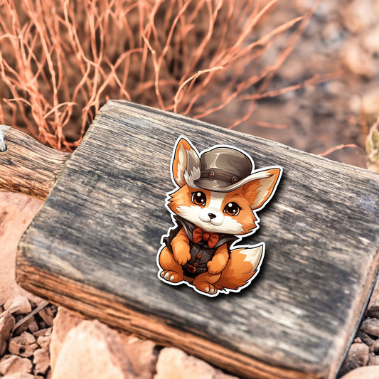 Niedlicher Fuchs Cowboy Style Sticker | Western-Kollektion | Special Edition | StickerHelden | Holo Sticker | Wasserdicht | Fuchs Sticker
