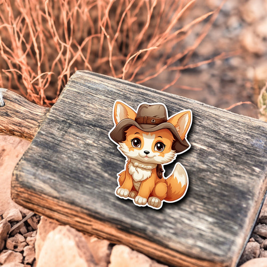Niedlicher Fuchs Cowboy Style Sticker | Western-Kollektion | Special Edition | StickerHelden | Holo Sticker | Wasserdicht | Fuchs Sticker