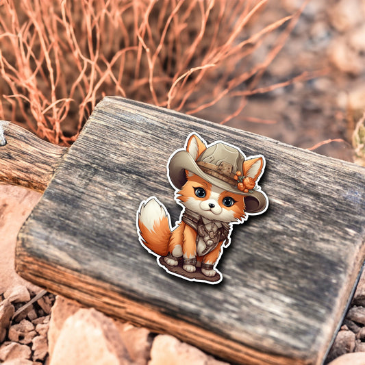 Niedlicher Fuchs Cowboy Style Sticker | Western-Kollektion | Special Edition | StickerHelden | Holo Sticker | Wasserdicht | Fuchs Sticker