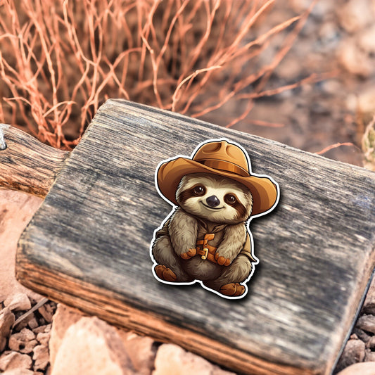 Niedliches Faultier Cowboy Style Sticker | Western-Kollektion | Special Edition | StickerHelden | Holo Sticker | Wasserdicht | Faultierchen