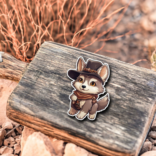 Niedlicher Wolf Cowboy Style Sticker | Western-Kollektion | Special Edition | StickerHelden | Holo Sticker | Wasserdicht | Wolf Sticker
