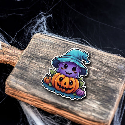 Niedlicher Kürbis mit Hut Halloween Sticker | Halloween-Kollektion | Special Edition | StickerHelden | Holo Sticker | Wasserdicht Halloween