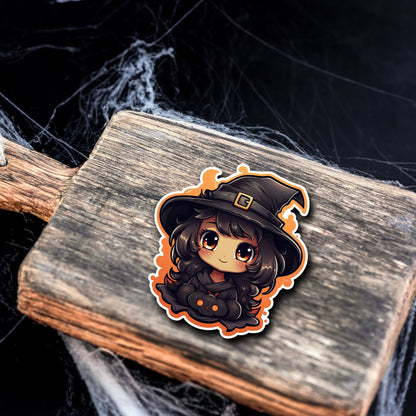 Niedliche Hexe Halloween Sticker | Halloween-Kollektion | Special Edition | StickerHelden | Holo Sticker | Wasserdicht | Halloween