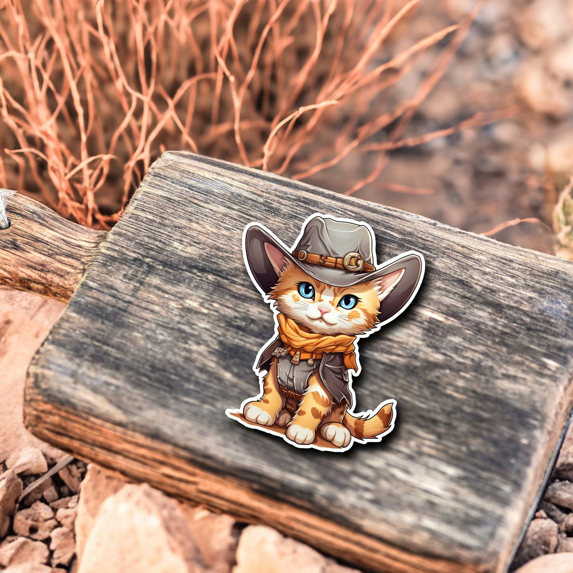 Niedliche Katze Cowboy Style Sticker | Western-Kollektion | Special Edition | StickerHelden | Holo Sticker | Wasserdicht | Katzen Sticker