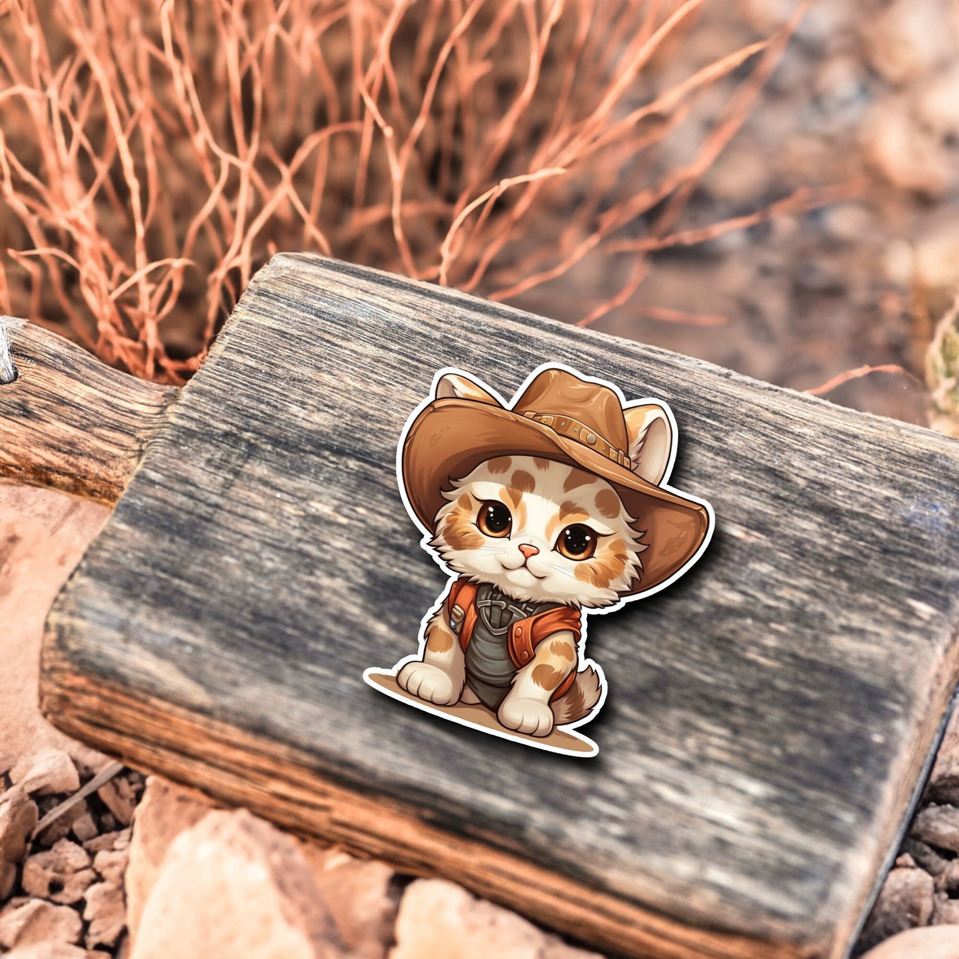 Niedliche Katze Cowboy Style Sticker | Western-Kollektion | Special Edition | StickerHelden | Holo Sticker | Wasserdicht | Katzen Sticker