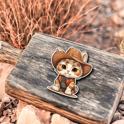 Niedliche Katze Cowboy Style Sticker | Western-Kollektion | Special Edition | StickerHelden | Holo Sticker | Wasserdicht | Katzen Sticker