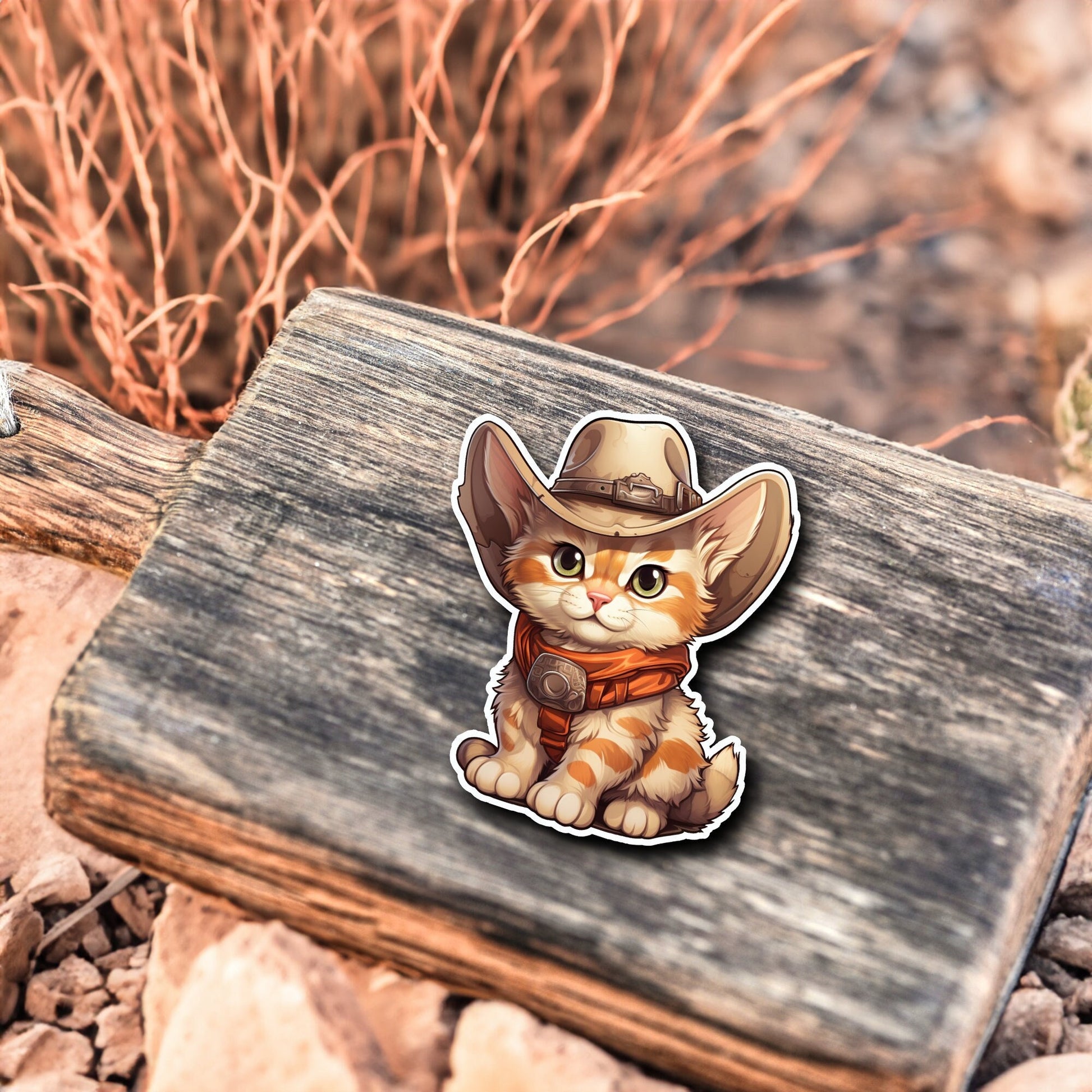 Niedliche Katze Cowboy Style Sticker | Western-Kollektion | Special Edition | StickerHelden | Holo Sticker | Wasserdicht | Katzen Sticker