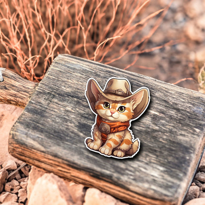 Niedliche Katze Cowboy Style Sticker | Western-Kollektion | Special Edition | StickerHelden | Holo Sticker | Wasserdicht | Katzen Sticker