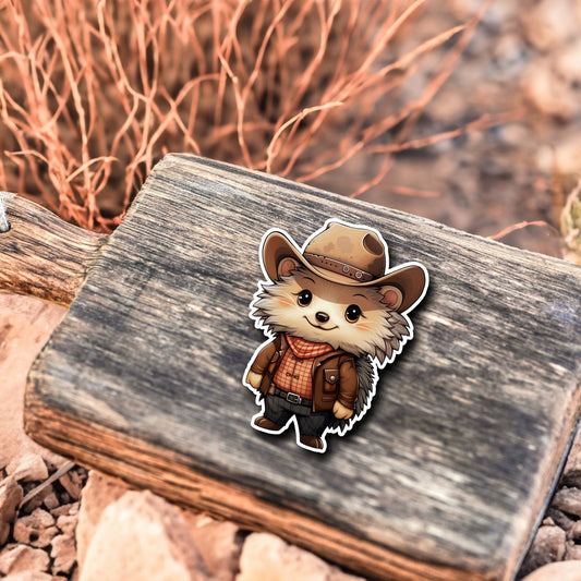 Niedlicher Igel Cowboy Style Sticker | Western-Kollektion | Special Edition | StickerHelden | Holo Sticker | Wasserdicht | Igel Sticker