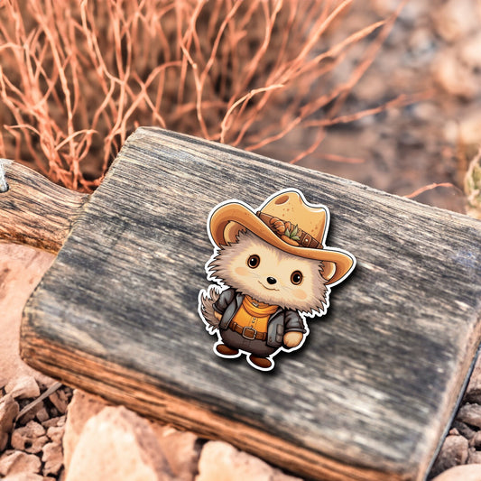 Niedlicher Igel Cowboy Style Sticker | Western-Kollektion | Special Edition | StickerHelden | Holo Sticker | Wasserdicht | Igel Sticker