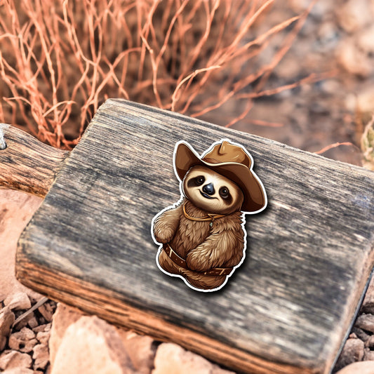 Niedliches Faultier Cowboy Style Sticker | Western-Kollektion | Special Edition | StickerHelden | Holo Sticker | Wasserdicht | Faultierchen