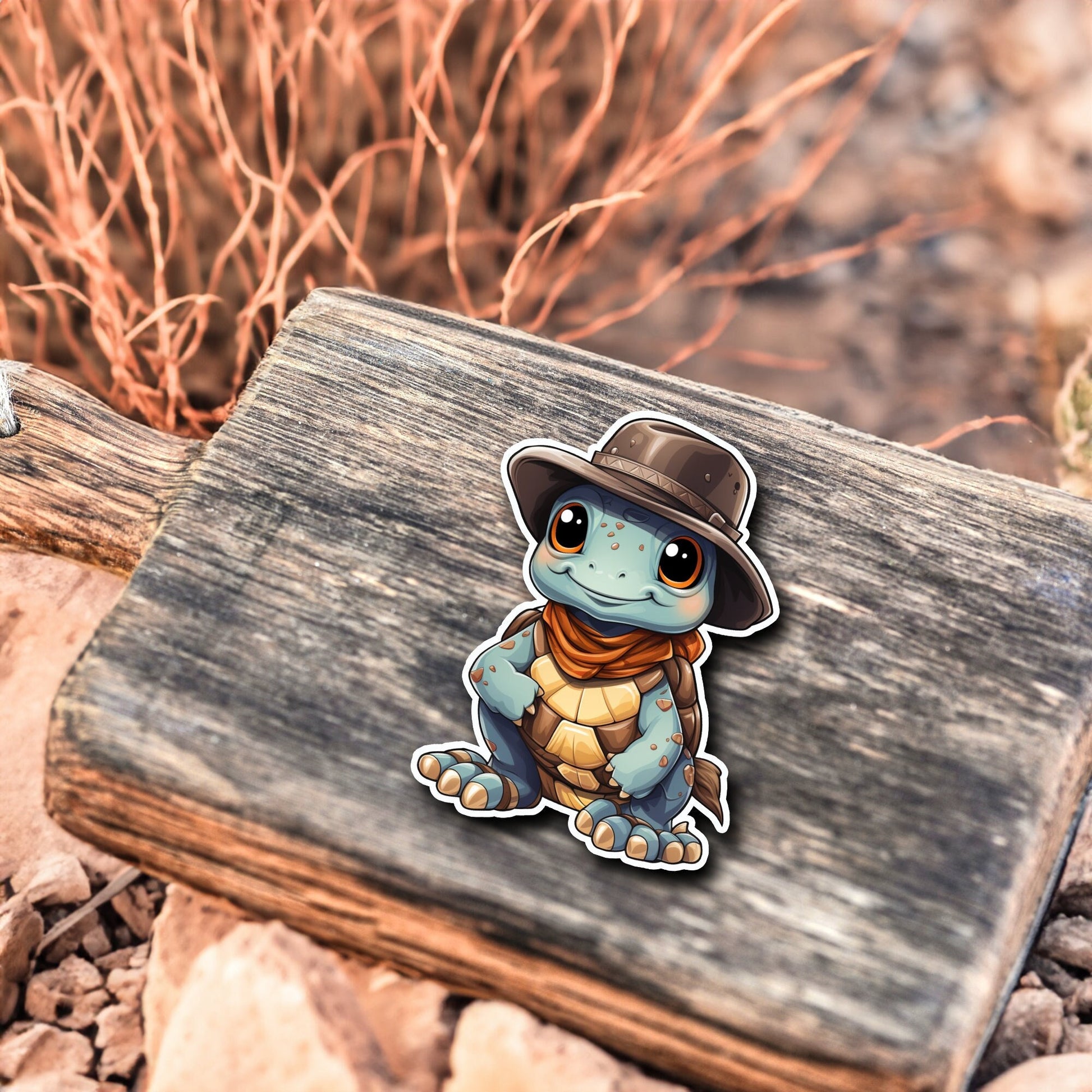 Niedliche Schildkröte Cowboy Style Sticker | Western-Kollektion | Special Edition | StickerHelden | Holo Sticker | Wasserdicht |