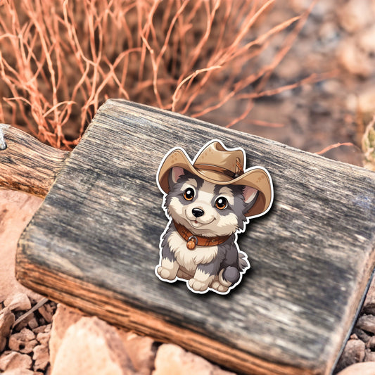 Niedlicher Wolf Cowboy Style Sticker | Western-Kollektion | Special Edition | StickerHelden | Holo Sticker | Wasserdicht | Wolf Sticker