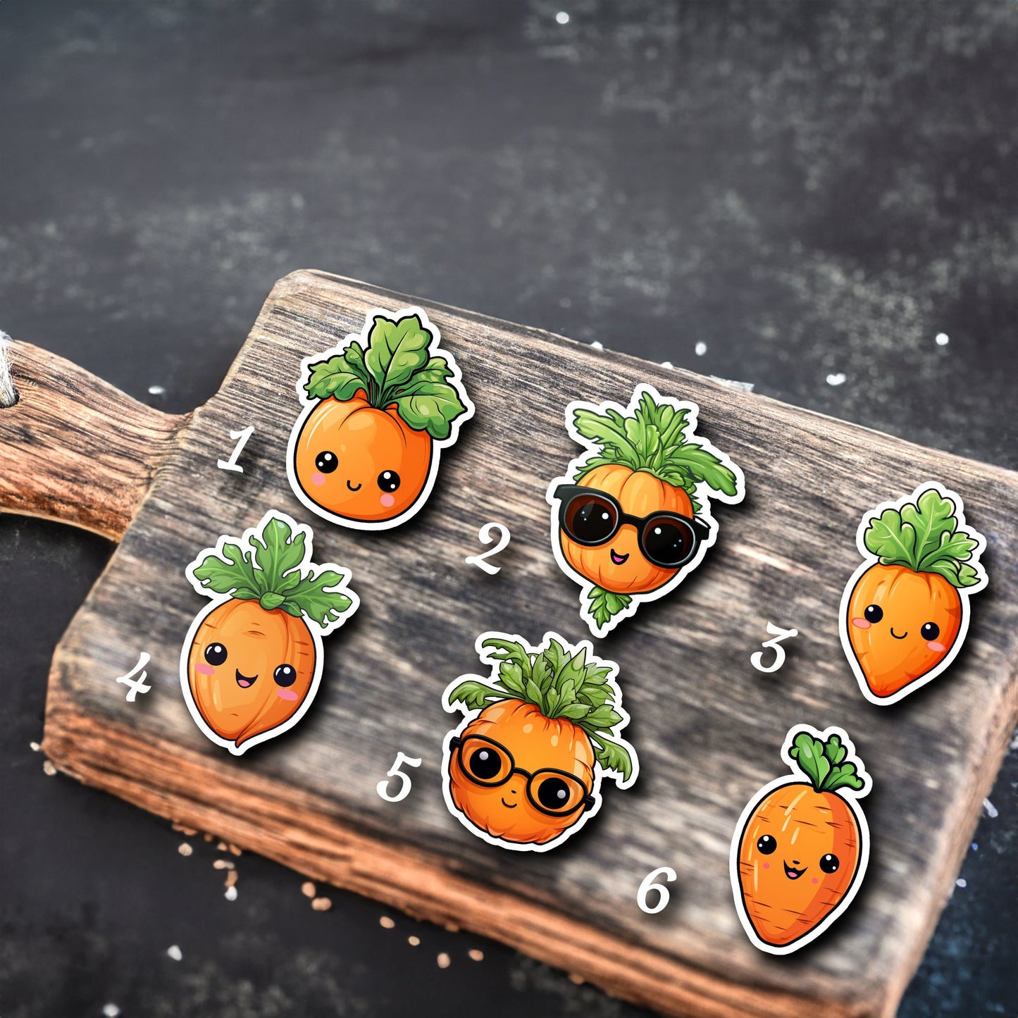 Niedliche Karotten Sticker | Food-Kollektion | Special Edition | StickerHelden | Holo Sticker | Wasserdicht Süße Karotten Gemüse Sticker