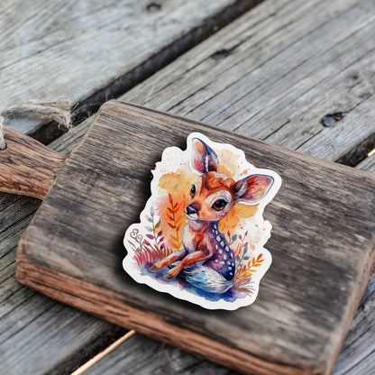 Niedliche Wasserfarben Tier Sticker | Bambi Reh | Aquarell-Kollektion | StickerHelden | Holo | Wasserdicht | Geschenk | Journal |Notizbuch